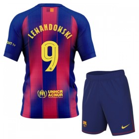 Koszulka FC Barcelona Lewandowski 9 Dziecięcy Domowe 2025-26 Koszulki Piłkarskie Krótki Rękaw